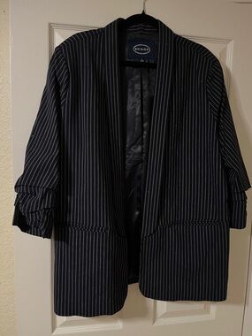 Scoop Navy Pinstripe Open Blazer
